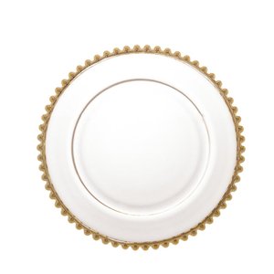 Prato Raso 28cm Cristal c/ Borda Dourada Pearl - Wolff