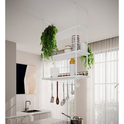 Prateleira Estilo Industrial Suspensa Teto Cozinha Nicho Denver 80cm - Branco - 1