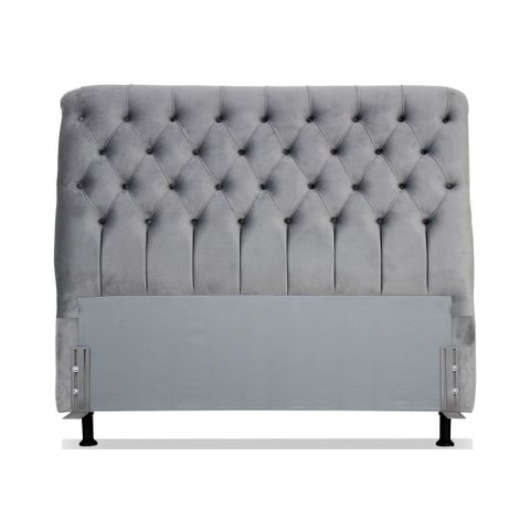 Cabeceira de Cama Box Queen 158 Cm Padua Casavezi Suede Veludo Cinza Claro