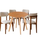 Ver imagem 2 de Kit Mesa Redonda 90cm Freijó 4 Poltronas Linho Sofisticado