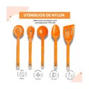 Ver imagem 2 de Jogo Conjunto de Talheres Nylon Utensílios Laranja 5 Peças