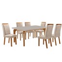 Ver imagem 1 de Mesa de Jantar Liz 180cm Tampo MDF Vidro Canto Copo com 6 Cadeiras Lorena Moderna Mobília