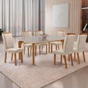 Ver imagem 7 de Mesa de Jantar Liz 180cm Tampo MDF Vidro Canto Copo com 6 Cadeiras Lorena Moderna Mobília
