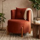Ver imagem 1 de Poltrona Orgânica Curva Luna Veludo Terracota - Montanaris Decor