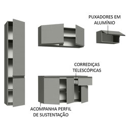 Armário de Cozinha Completa Suspenso 220cm Cinza Nice Madesa 02 - 5
