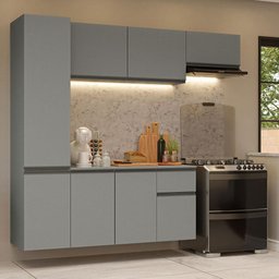 Armário de Cozinha Completa Suspenso 220cm Cinza Nice Madesa 02 - 2