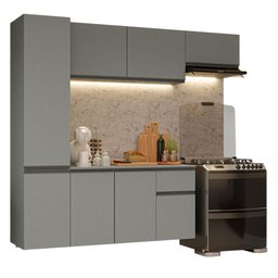 Armário de Cozinha Completa Suspenso 220cm Cinza Nice Madesa 02 - 3