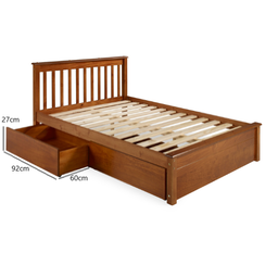Conjunto Cama Casal Inglesa com Dois Gavetões em Madeira Maciça Mv Outlet Mel - 2