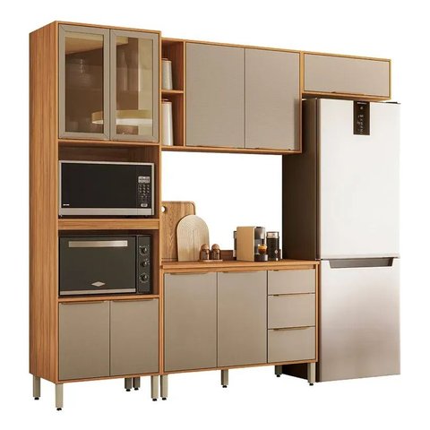 Cozinha Modulada Plena 4 Pç Torre Quente Cinamon Nude Prime Cinamom Nude