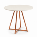 Ver imagem 2 de Mesa de Sala e Jantar Paris Modelo Industrial Moderno Tampo Redondo Branco com Base de Ferro Cobre