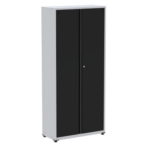 Armário Alto 2 Portas Pandin 80 Cm (largura) Inmetro Estrutura Aço Cinza e Portas Pretas C- Chave