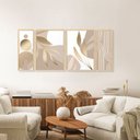 Ver imagem 3 de Kit 4 Quadros com Moldura Folhas Linhas Minimalista Sala Escritório