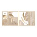 Ver imagem 1 de Kit 4 Quadros com Moldura Folhas Linhas Minimalista Sala Escritório