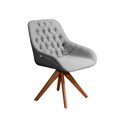 Ver imagem 1 de Poltrona Decorativa Giratória Linda Tecido Linho e Veludo - Gustavo Decor Linho Cinza Claro