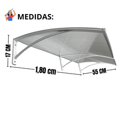 Kit Toldo Policarbonato Translucido Br 50cm X 1,8 Metro Porta - 3