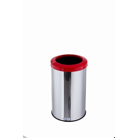 Lixeira Inox Aro Esmaltado 20L Área Gourmet Cozinha Cesto De Lixo - Vermelho