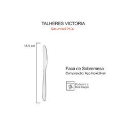 Faca de Sobremesa Jogo Talheres Aço Inox Victoria 12un - 3