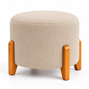 Ver imagem 1 de Puff Thor Bouclé Bege Pés de Madeira Casa Renassi Linha Premium