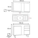 Ver imagem 4 de Armário Aéreo Indiana e Balcão Gabinete 100cm com Pia Inox Luziania Castanho/Cinza - Lumil Lumil Móv