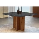 Ver imagem 1 de Mesa P/ Cozinha Berlim C/ Tampo 90x90cm Madeirado Vidro Canto Curvo - Imbuia Ripado 3d/grafite -