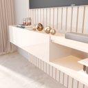 Ver imagem 6 de Painel para TV até 84 Polegadas Ripado com LED e Nicho 100% MDF 219CMX233CM Vitoria Regia Yescasa Bege