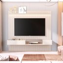 Ver imagem 1 de Painel para TV até 84 Polegadas Ripado com LED e Nicho 100% MDF 219CMX233CM Vitoria Regia Yescasa Bege