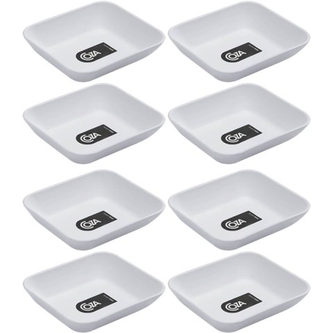 6 Pratos Brancos de Petiscos Essential Coza 10x9cm Sushi Molho Guarnição Plástico Restaurante