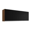 Ver imagem 1 de Armário Aéreo Cozinha Andréia 150cm 4 Portas Multiuso Mdp Amêndoa Preto - Desk Design