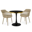 Ver imagem 1 de Conjunto Mesa de Jantar Redonda Majestic 70cm Preta com 2 Cadeiras Estofadas Marcela - Nude Escuro