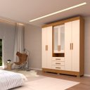 Ver imagem 3 de Guarda Roupa Casal com Espelho 6 Portas 3 Gavetas Débora Cinamomo/off White Acp Móveis 100%mdf