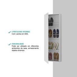 Armário Sapateira Utilitário 1 Porta Branco Carraro - 5