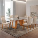 Ver imagem 4 de Mesa de Jantar Carolina 180cm Tampo MDF Vidro Canto Copo com 6 Cadeiras Lira