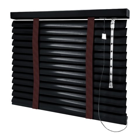 Persiana Horizontal - 1,70m Larg X 1,40m Alt - Alumínio 50mm com Fita Decorativa - Cor: Preta - Fita