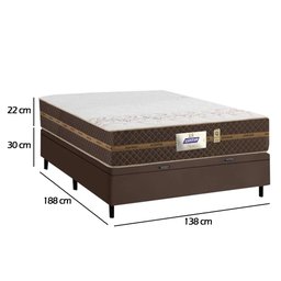 Cama Box Baú Casal Colchão Molas Flora Gazin + Box Sintético 52x138x188 Cor:Marrom - 6