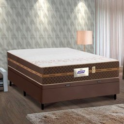 Cama Box Baú Casal Colchão Molas Flora Gazin + Box Sintético 52x138x188 Cor:Marrom - 3
