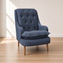 Ver imagem 1 de Poltrona Decorativa para Sala de Estar Lille Suede - Élpis Móveis - Azul Marinho