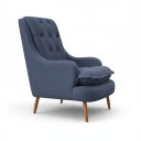 Ver imagem 4 de Poltrona Decorativa para Sala de Estar Lille Suede - Élpis Móveis - Azul Marinho