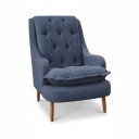 Ver imagem 3 de Poltrona Decorativa para Sala de Estar Lille Suede - Élpis Móveis - Azul Marinho