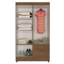 Ver imagem 7 de Kit Guarda-roupa Solteiro 4 Portas com Cômoda Sapateira Lisa Carvalho Oak