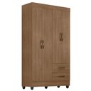 Ver imagem 6 de Kit Guarda-roupa Solteiro 4 Portas com Cômoda Sapateira Lisa Carvalho Oak