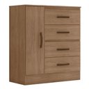 Ver imagem 2 de Kit Guarda-roupa Solteiro 4 Portas com Cômoda Sapateira Lisa Carvalho Oak