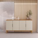 Ver imagem 1 de Buffet Pés em Madeira Maciça 160cm x 80cm Off White/Jequitibá/Fosco