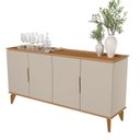 Ver imagem 2 de Buffet Pés em Madeira Maciça 160cm x 80cm Off White/Jequitibá/Fosco