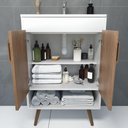 Ver mais imagens de Balcão Gabinete para Banheiro com Pés 60cm Ramona B06 Branco Carvalho - Lyam Decor