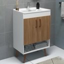 Ver imagem 2 de Balcão Gabinete para Banheiro com Pés 60cm Ramona B06 Branco Carvalho - Lyam Decor