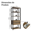 Ver imagem 3 de Guarda-Roupa Closet Modulado Valencia 2 Gavetas 4 Prateleiras 70cm Rustic/Preto Madesa Xa