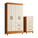Ver imagem 2 de Combo para Quarto Infantil Guarda-Roupa e Cômoda Mobi Marrom/Cinamomo/Off White