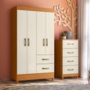 Ver imagem 1 de Combo para Quarto Infantil Guarda-Roupa e Cômoda Mobi Marrom/Cinamomo/Off White