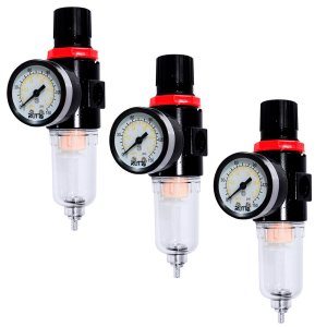 3 Filtros de Ar Eliminador de Água com Regulador de Pressão e Manômetro 1/4 Rotta 376 Afr-2000 4002