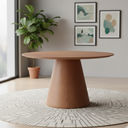 Ver imagem 1 de Mesa de Jantar Cone Redonda 120cm Madeira Maciça e Base Couríssimo Mira Marrom/Nogueira
